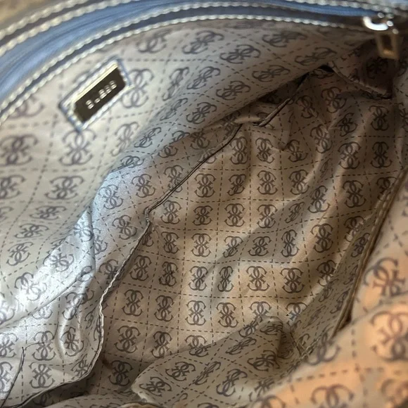 Guess Blue Patterned Large Shoulder Bag - Picture 7 of 7
